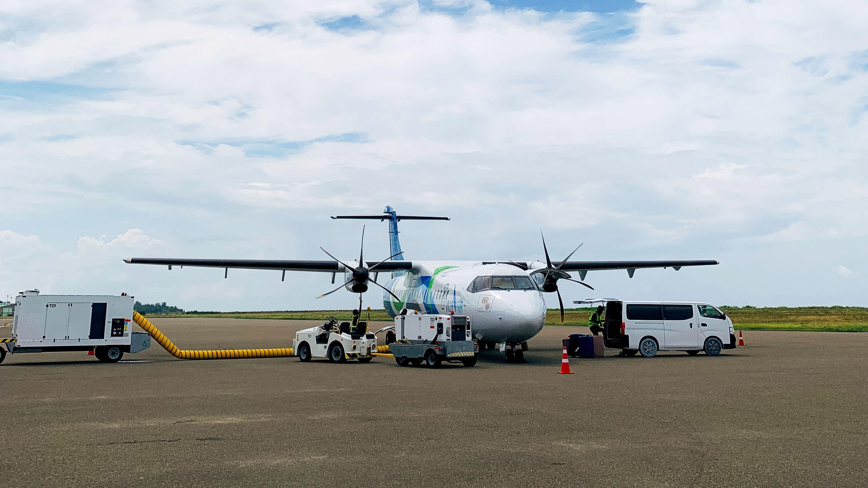 Villa air flight parked at Villa International Airport Maamigili