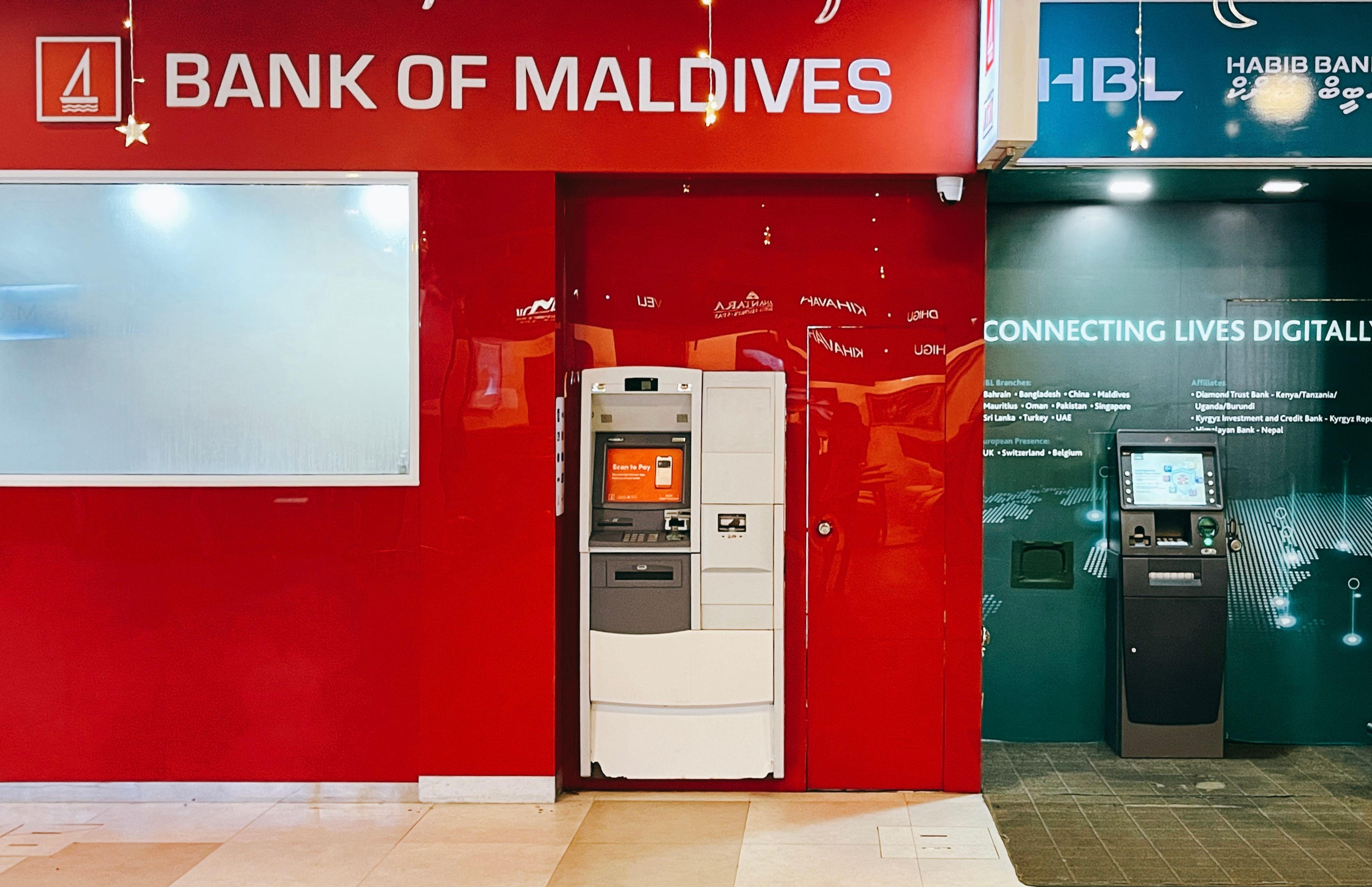 BML and Habib Bank ATM at Velana International Airport in the Maldives